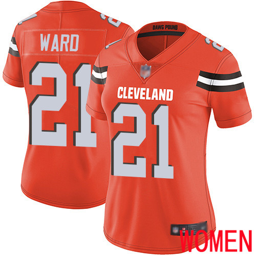 Cleveland Browns Denzel Ward Women Orange Limited Jersey 21 NFL Football Alternate Vapor Untouchable